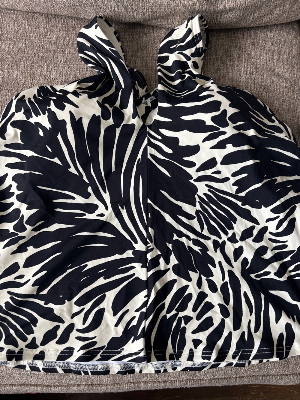 Lands' End Black and White Tropical Print Bikini Top